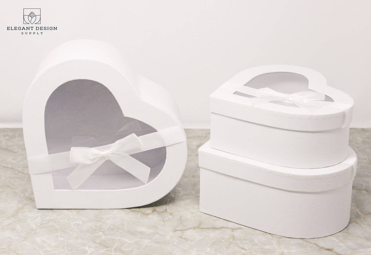Elegant Design Supply - Wholesale Gift Box - Heart Shape box with Ribbon and Clear Lid10