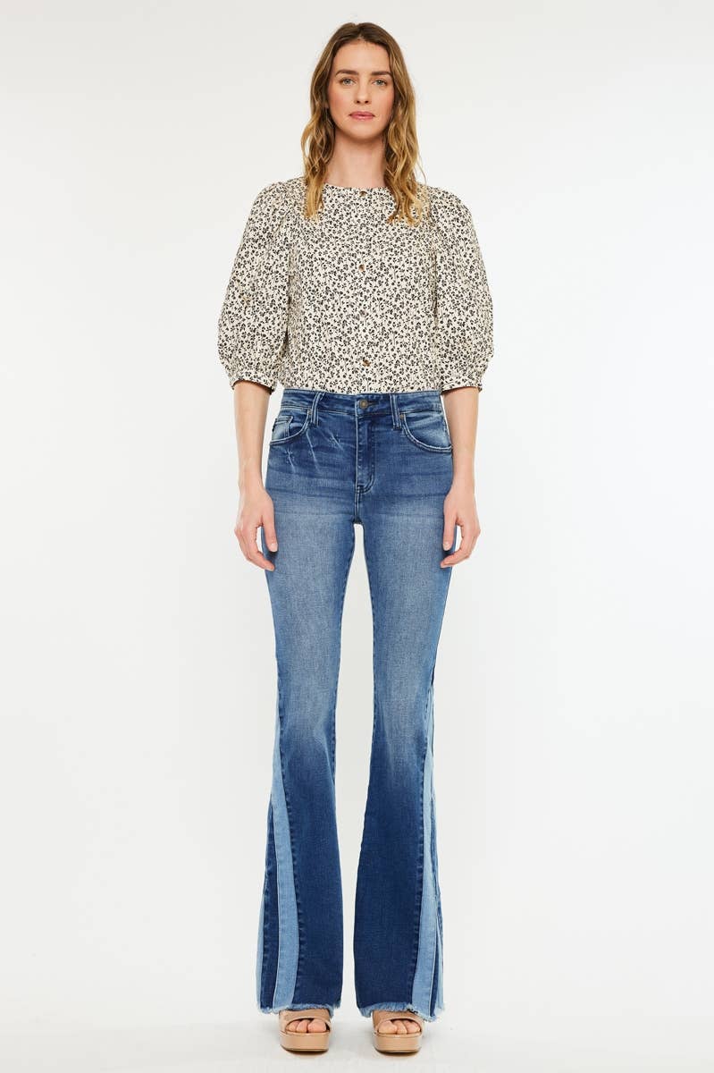 MOYEN OUVRIR LE PAQUET DÉTAIL DE PIÈCE JEANS ÉVASÉS-KC2512M en vente sur Faire5