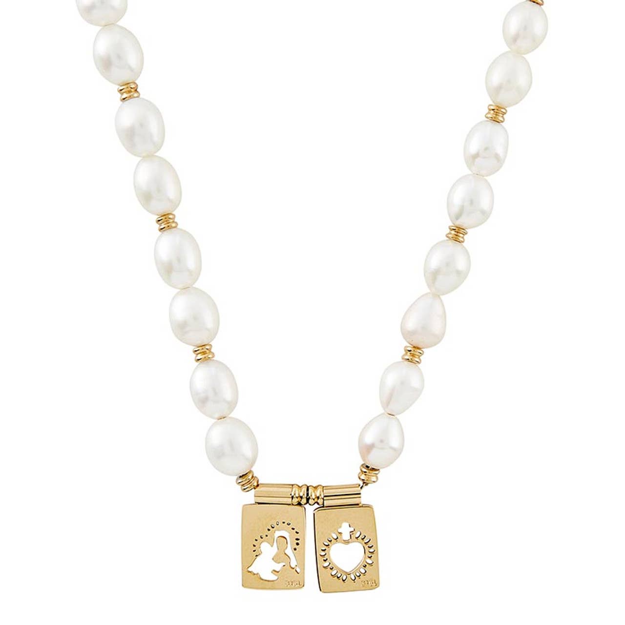 Christian Brands Catholic - Wholesale Pendant/Charm Necklace - Pearly Mother And Sacred Scapular Necklace0