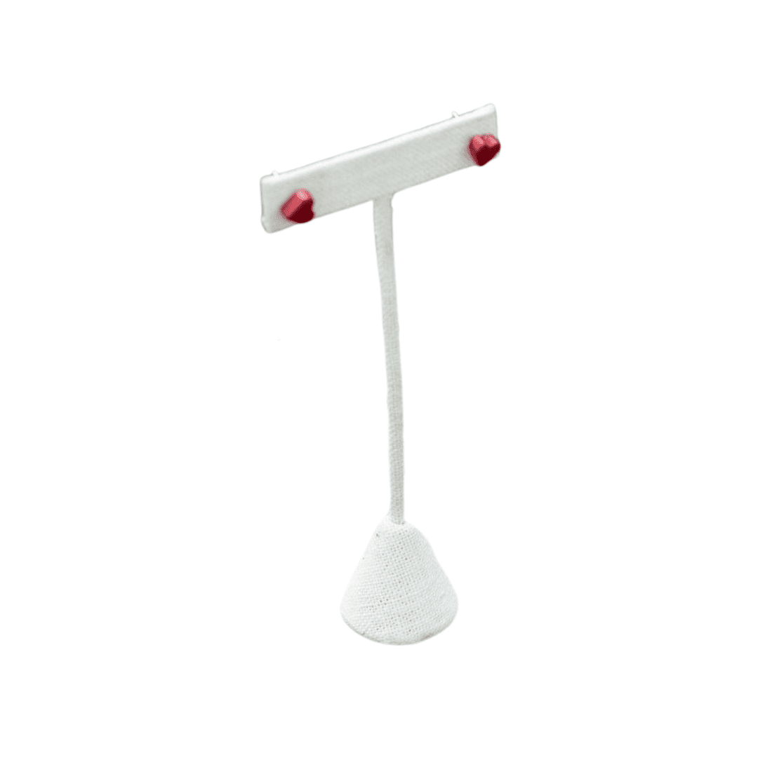 Love Is Project - Wholesale Stud/Post Earrings - Tagua Heart Earrings - Red3