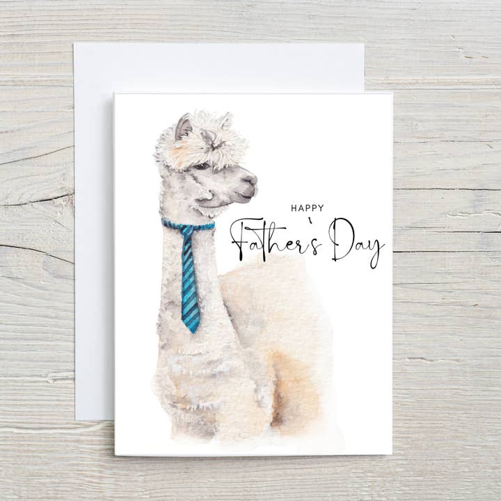 Liz Pope Designs - Wholesale Father's Day Card - Father's Day, hand painted funny card, Llama with tie
