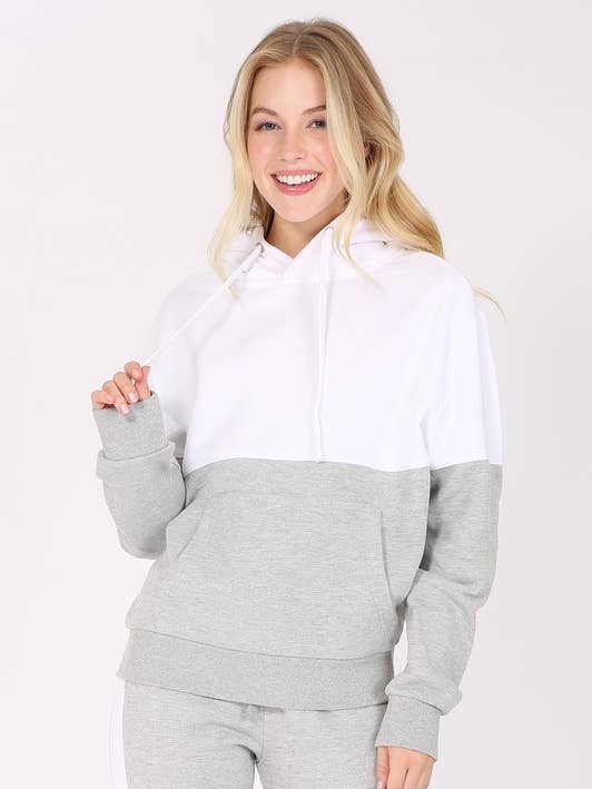 Sweat à capuche en polaire à blocs pour la vente par Newself Collection