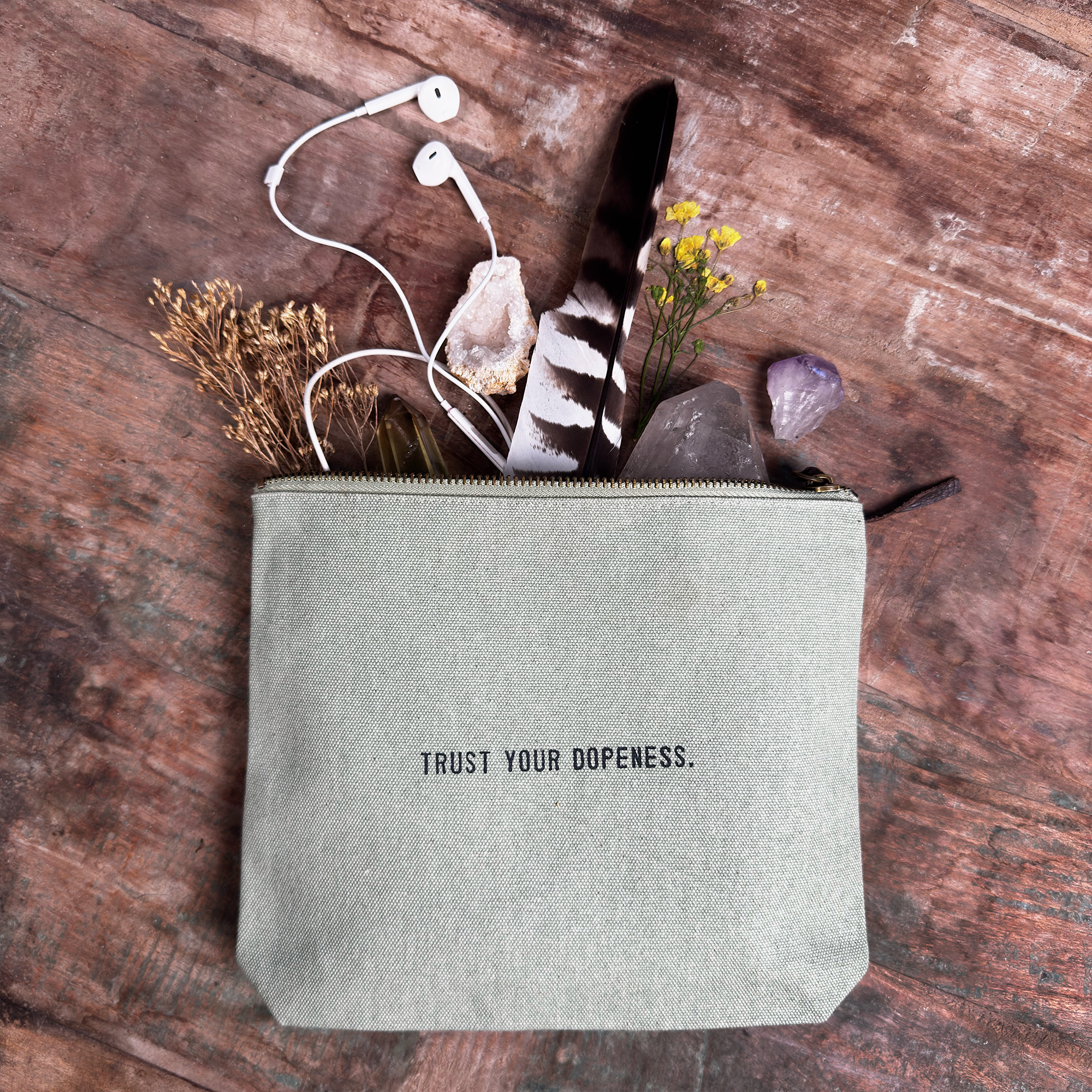 Sugarboo & Co - Wholesale Pouch - Women's - Trust Your Dopeness Canvas Zip Bag- Mint1