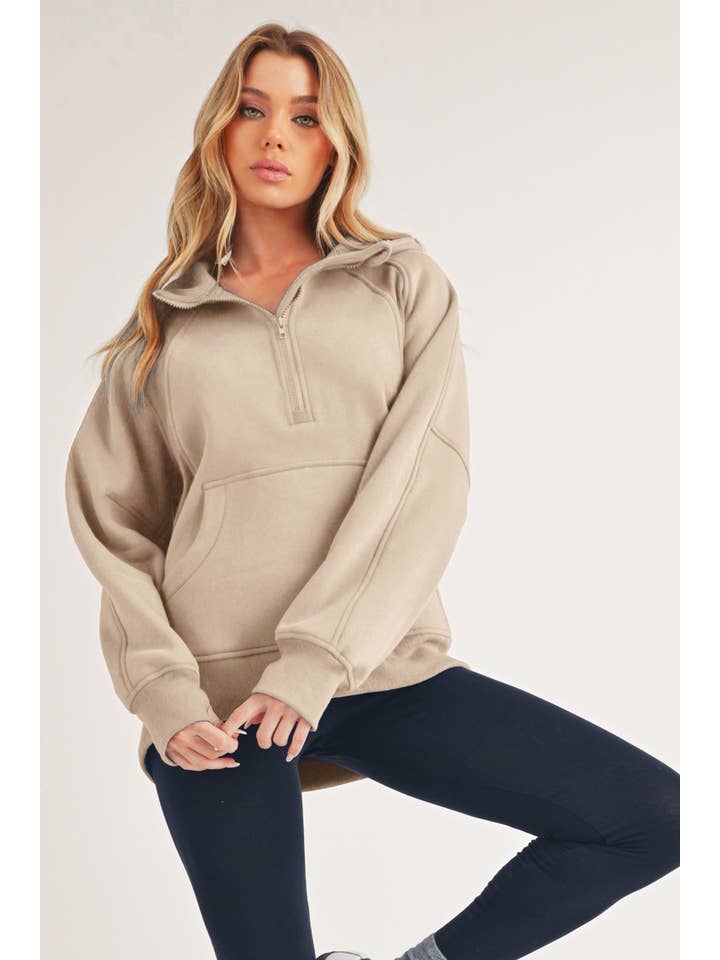 AEMI + CO - Venta al por mayor Sudadera con capucha - Mujer - Sudadera con media cremallera larga 990DK Drea30