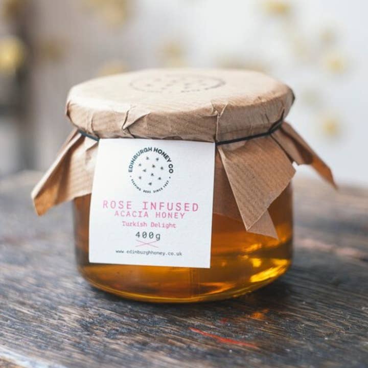 Rose Infused Acacia Honey for wholesale by Edinburgh Honey Co