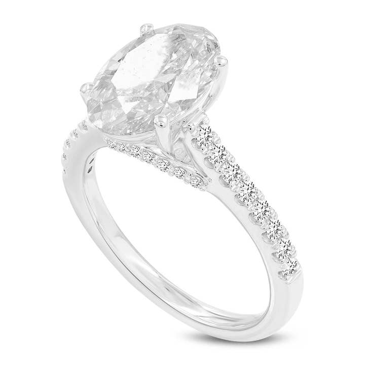 Tasia 14K White Gold Oval Lab Grown Diamond Engagement Ring - 3.4 Ct for wholesale by LuvMyJewelry (LMJ)