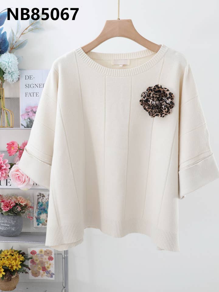 SWEET MAGIC MODA Y COMPLEMENTOS - Wholesale Knit Top - Women's - SHORT-SLEEVE JERSEY WITH LOOSE-FIT DETAILS