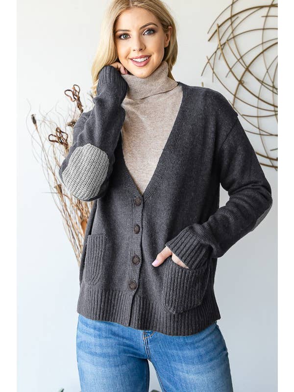 HEIMISH - Wholesale Cardigan - Women's - LVY326 LONG SLEEVE V NECK BUTTON DOWN CARDIGAN6