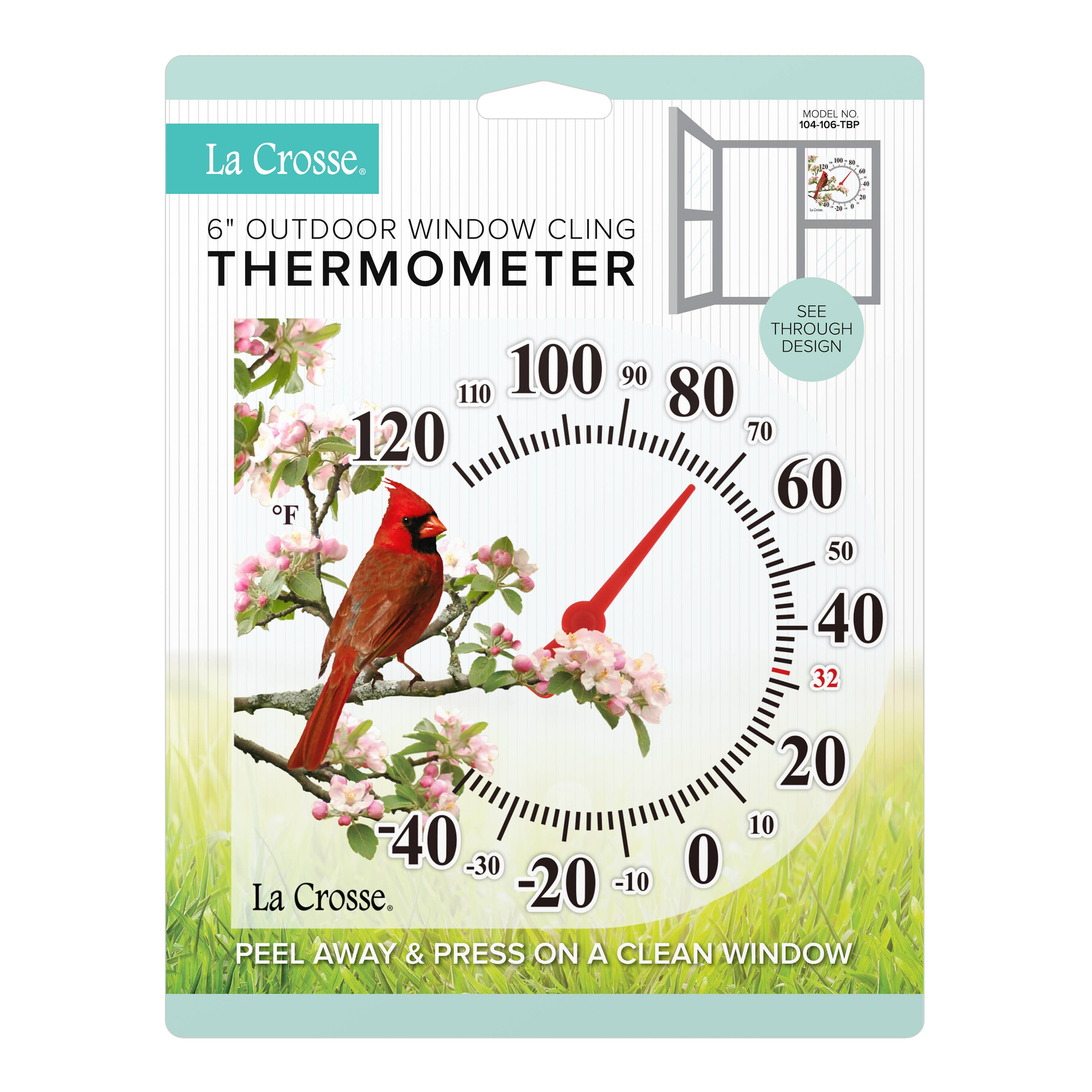 La Crosse Technology, Ltd. - Wholesale Thermometer - Cardinal 6-inch Outdoor Window Thermometer0
