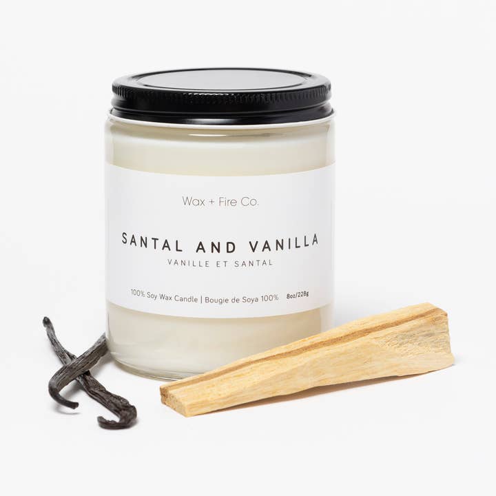 Santal and Vanilla Soy Candle - 8oz for wholesale by Wax and Fire Co.