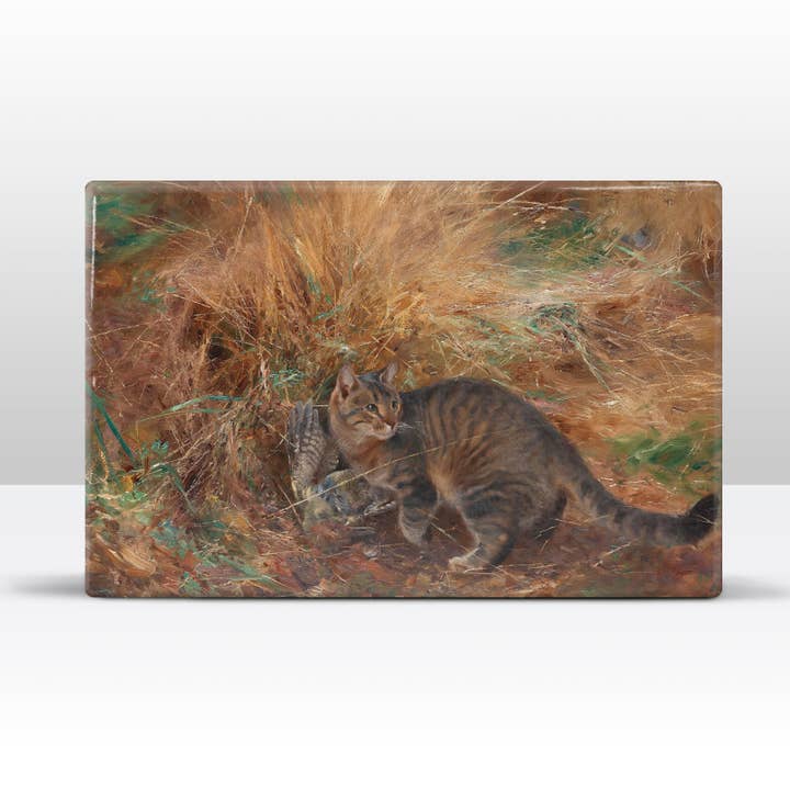 Laqueprint - Wholesale Art Print - Laqueprint - Cat with prey - Bruno Liljefors - 30 x 19.5 cm - LP2232