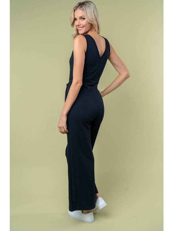 Heather Grey JP71750 Sleeveless Solid Knit Jumpsuit for wholesale on Faire9