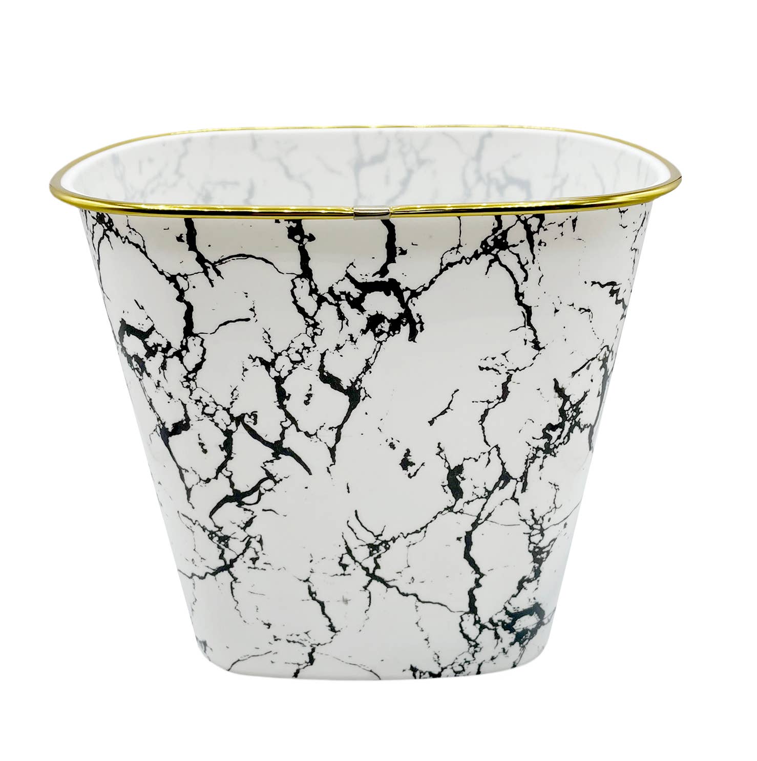 home mart goods - Wholesale Bathroom Trashcan - 10" Black White Marble Look Plastic 1.7 Gallon Trash Can7