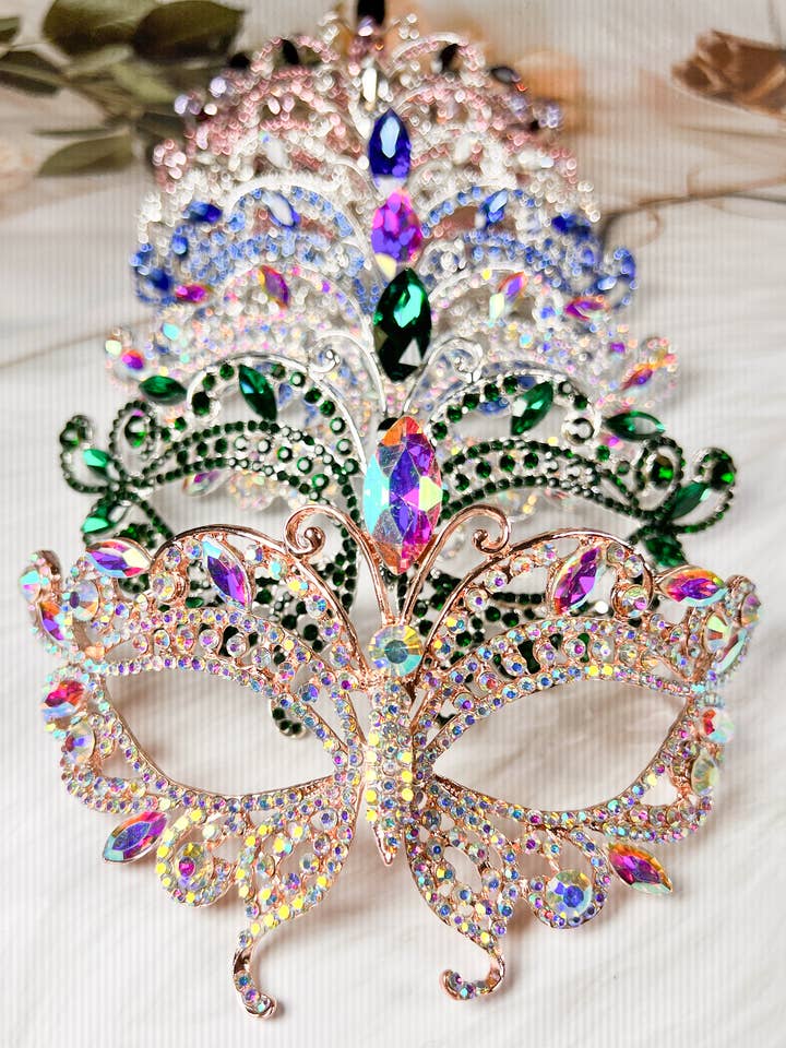 Happy Dream Gifts - Wholesale Costume - Women's - Butterfly Crystal Masquerade Mask, Wedding Party Gold Mask