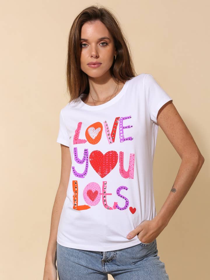 Love pattern cotton T-shirt for wholesale by Attrait Paris
