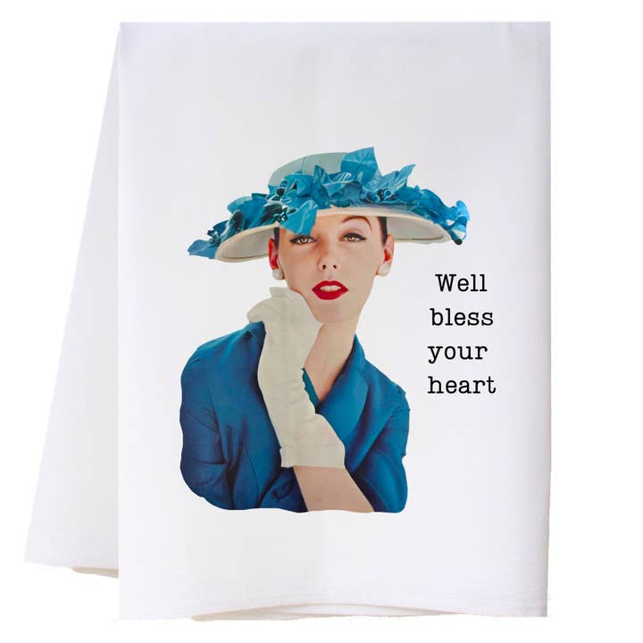 Well Bless Your Heart Kitchen Towel for wholesale by Cora & Pate