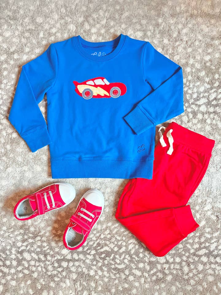 Speed Racer Applique Sweatshirt for wholesale by Lil Kids Clothing