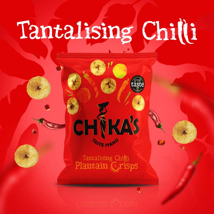 Tantalising Chilli Plantain Crisps for wholesale by Chika's Food