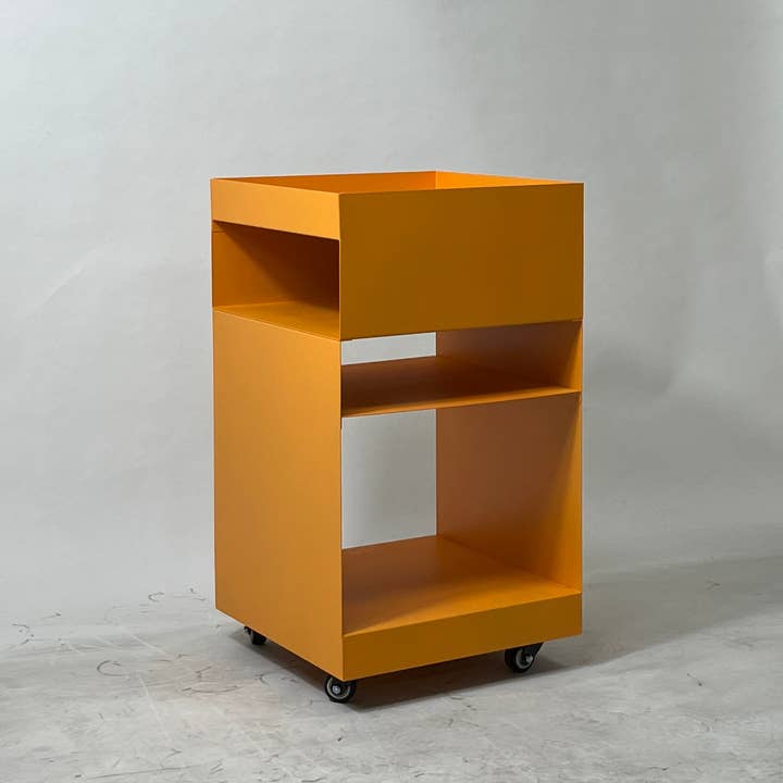 hide+seek SUPPLY CO - Wholesale Side Table - Quad Rolling Side Table/Cart-orange