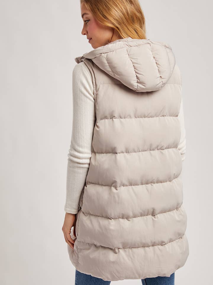 Bluivy - Wholesale Outerwear Vest - Women's - HOODED ZIPPER DOWN LONGLINE PUFFER VEST9