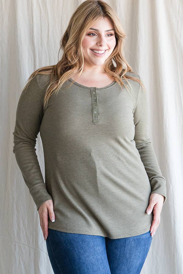 7th Ray - Vente Tunique – femme - [GRANDE TAILLE] Haut Tunique à Manches Longues avec Boutons-Pression T4275XL16