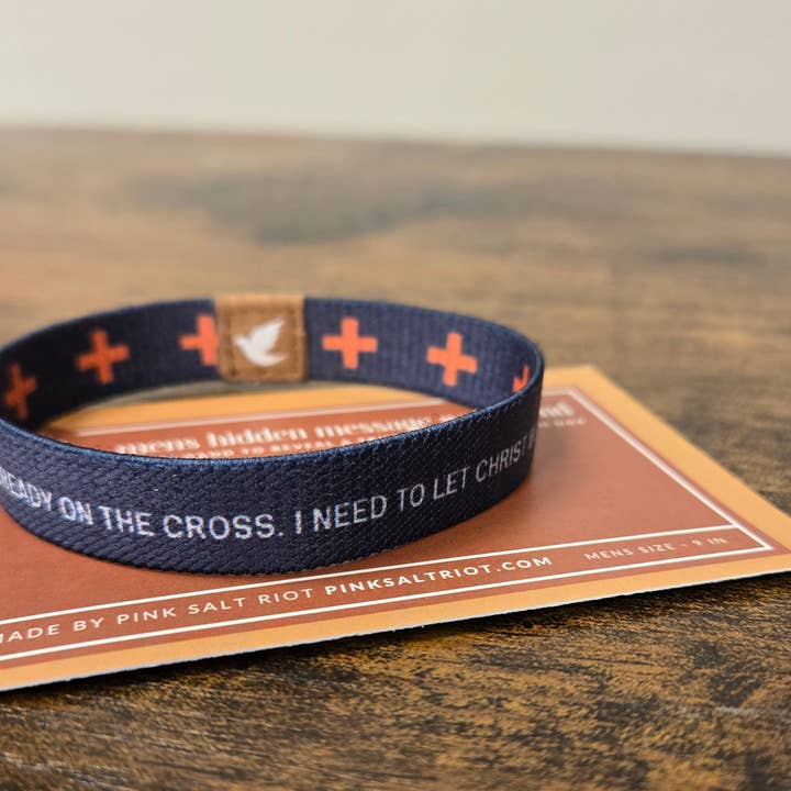 Pink Salt Riot - Wholesale Wristband - The Cross is the Victory Elastic Men's Wristband