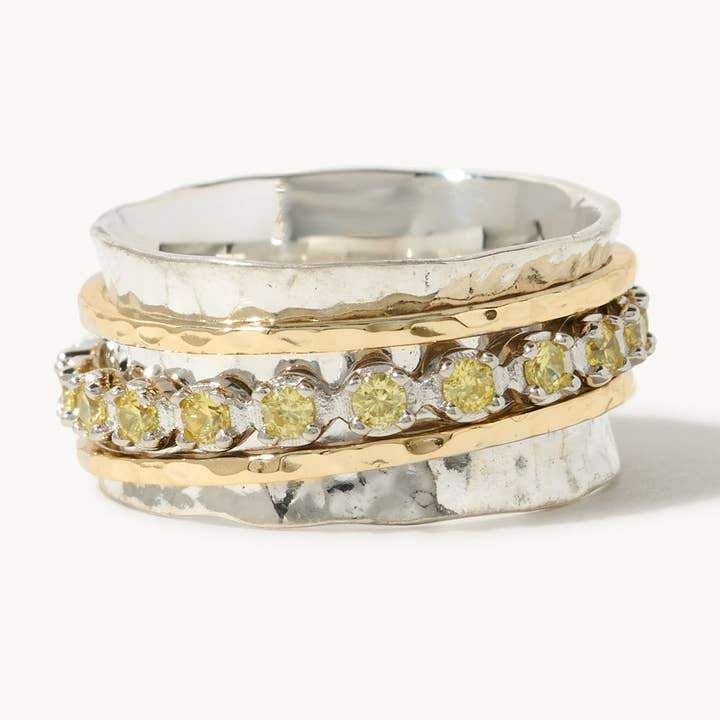 Aria Spinner Ring - Peridot for wholesale by Ideaure Jewelry