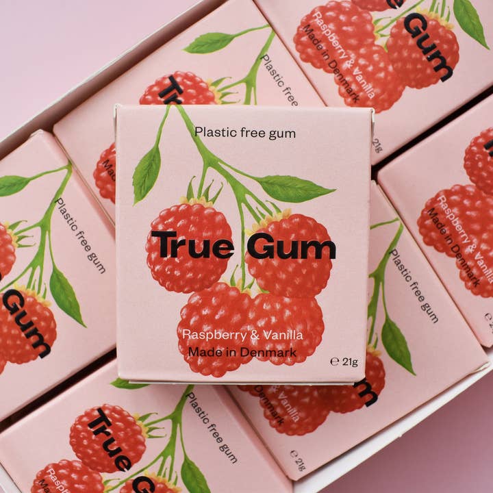 Gourmandise - Wholesale Chewing Gum - Plastic-free gum Raspberry and vanilla flavour TRUE GUM