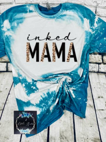 Inked mama leopard print bleached tie dye tee for wholesale by 4 little hearts