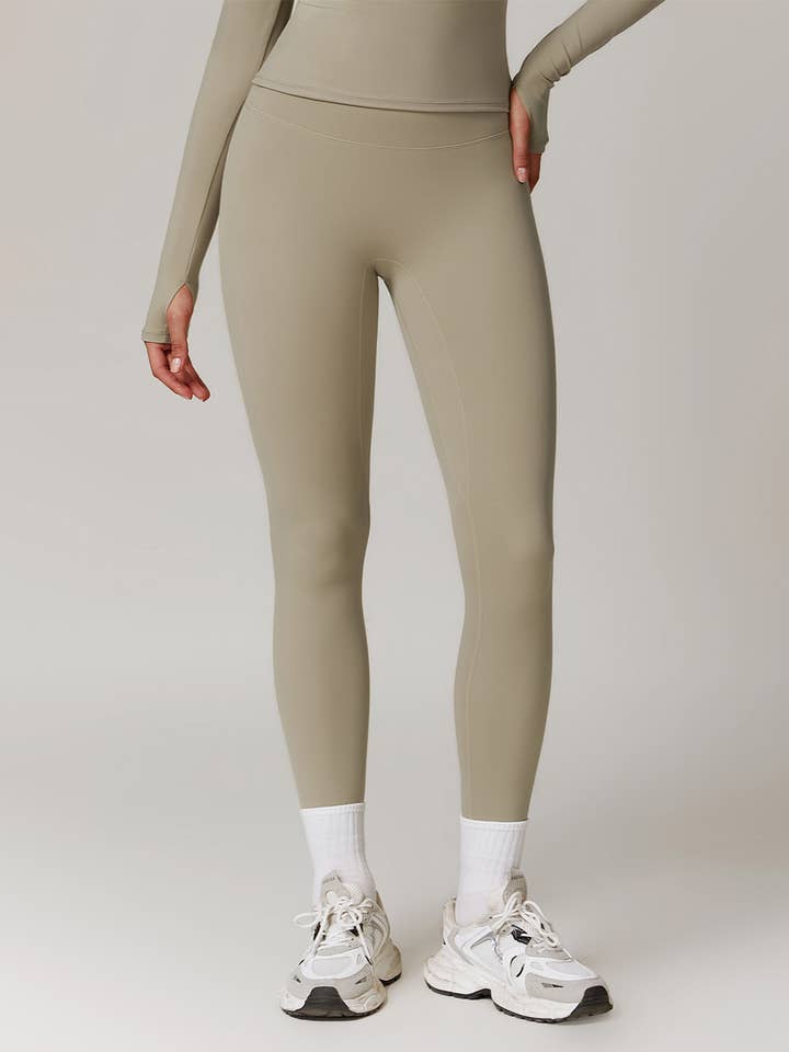 Leggings Desportivas de Cintura Alta sem Costura Frontal por atacado de Crave by FW