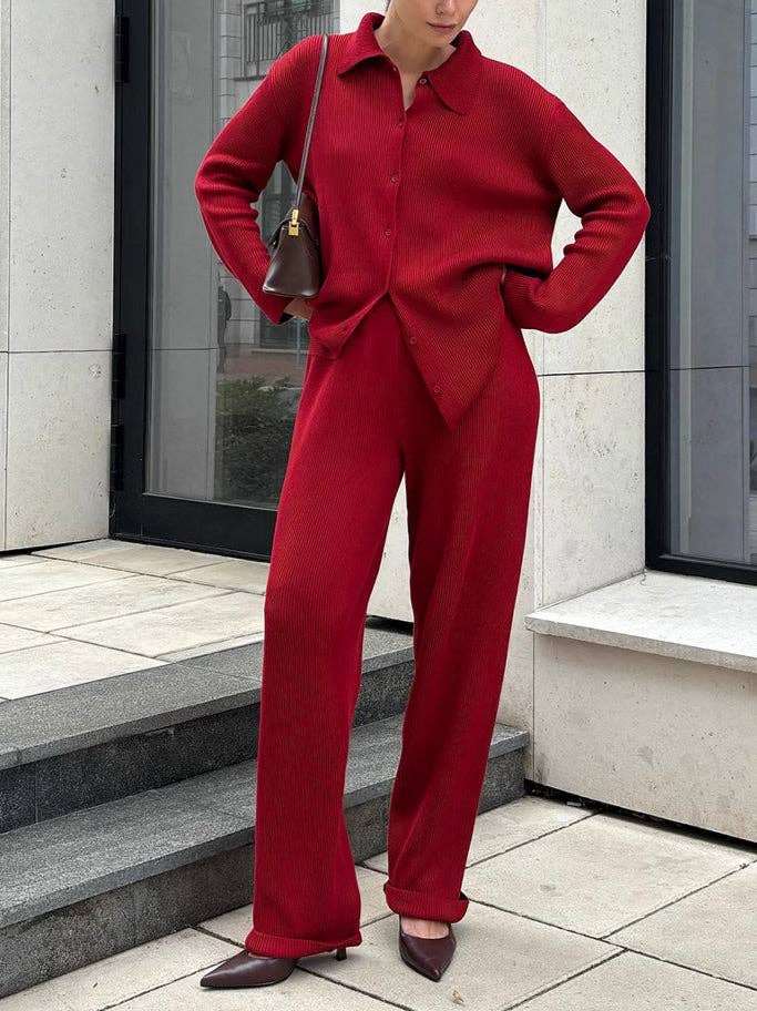 alberalkirk - Venta al por mayor Conjuntos de top y pantalón (NO para estar en casa) - Mujer - Conjunto de Punto Relajado para Mujer Varios Colores N5A3401