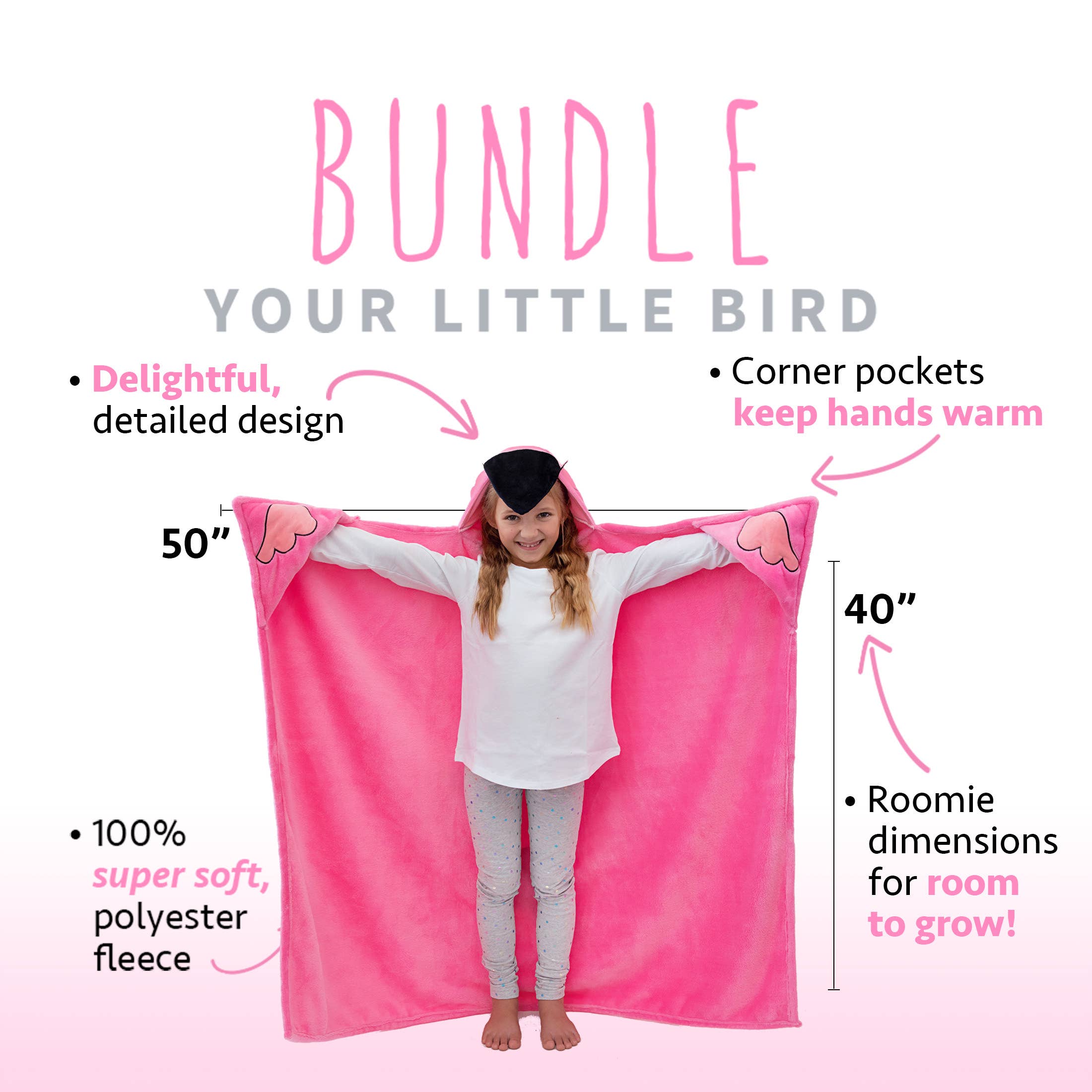 Canoogles – Großhandel Bettdecke – Kind & Baby – Flamingo Kids Kapuzen-Decke1