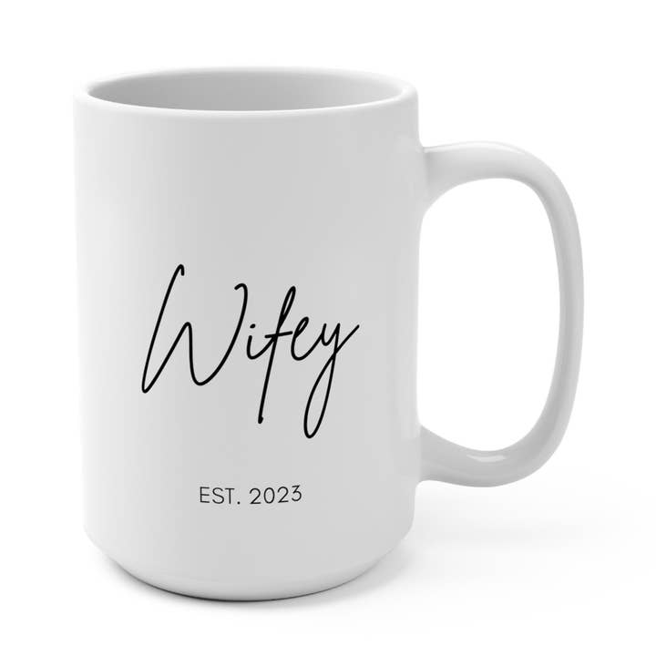 Moglie, appena sposata, anniversario, sposa, moglie, sposata, anniversario sposa sposata, tazza da moglie Cherish Your Journey Wifey, appena sposata, moglie per la vendita all'ingrosso da parte di QDTee Boutique