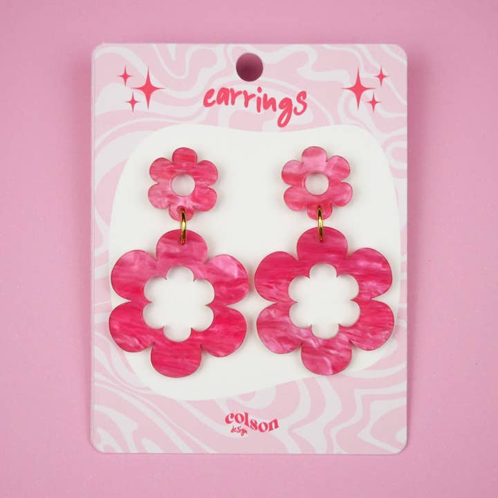 Hängende Ohrringe Blumen - Rosa für den Großhandel von ColsonDesign