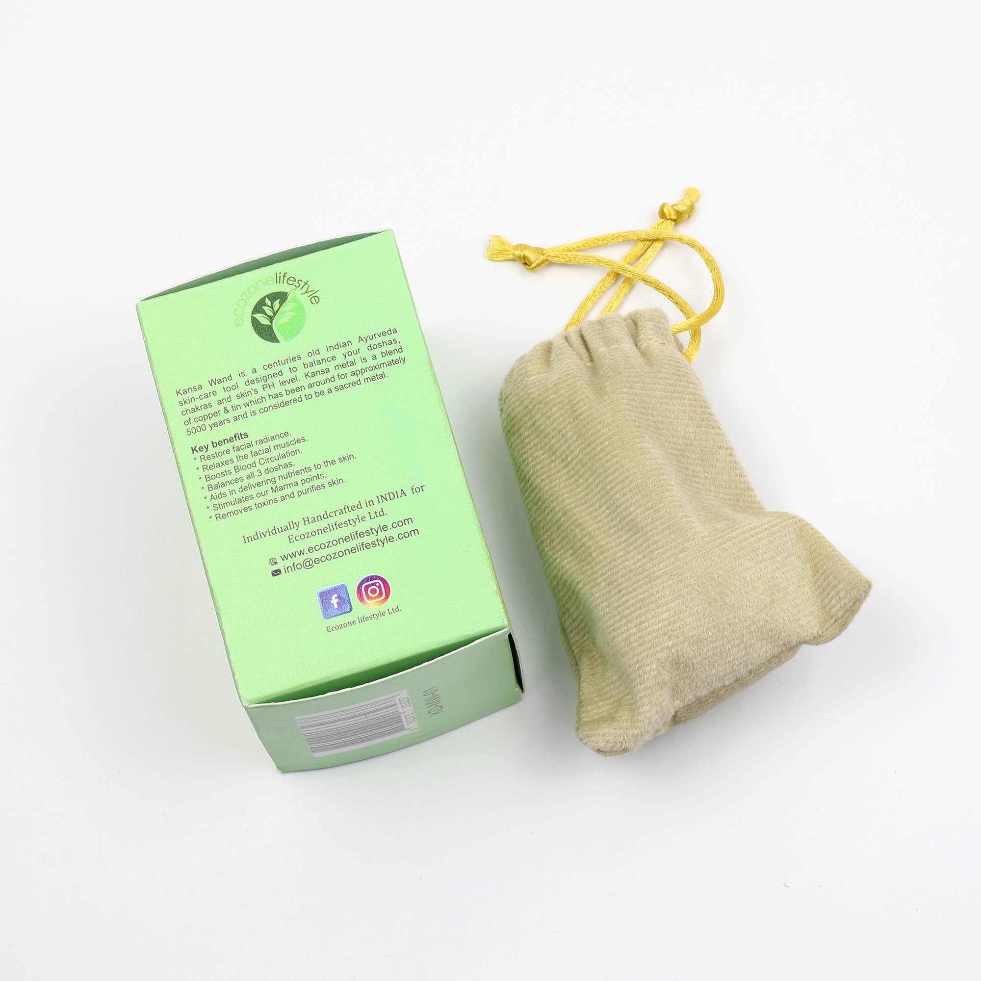 El'Cobre-Ecozonelifestyle – Großhandel Meditationszubehör – Deluxe Kansa Pilz Doppelseitenstab1