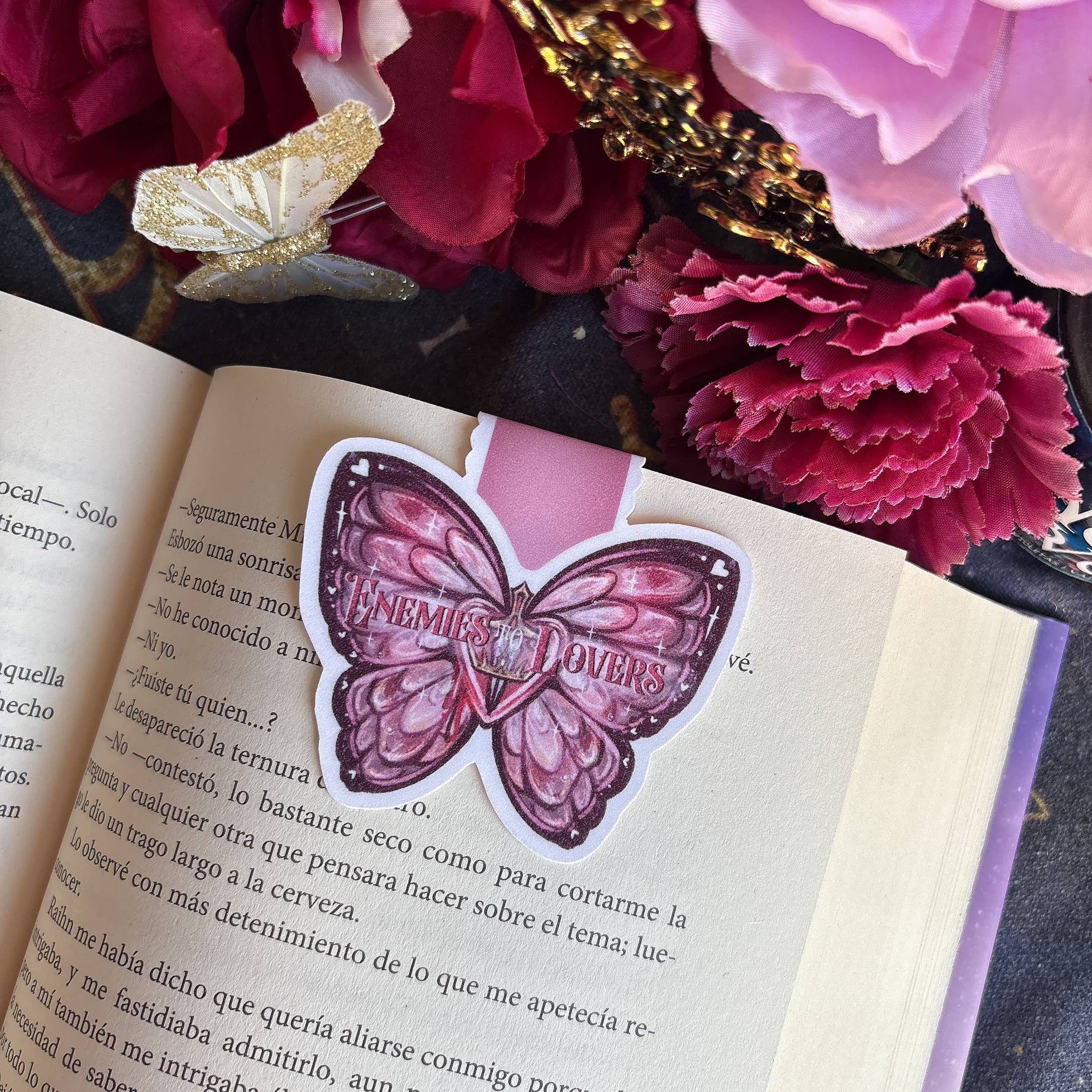 Alsace’s Art - Vente Marque-page - De ennemis à amants - Marque-page à paillettes papillon.4