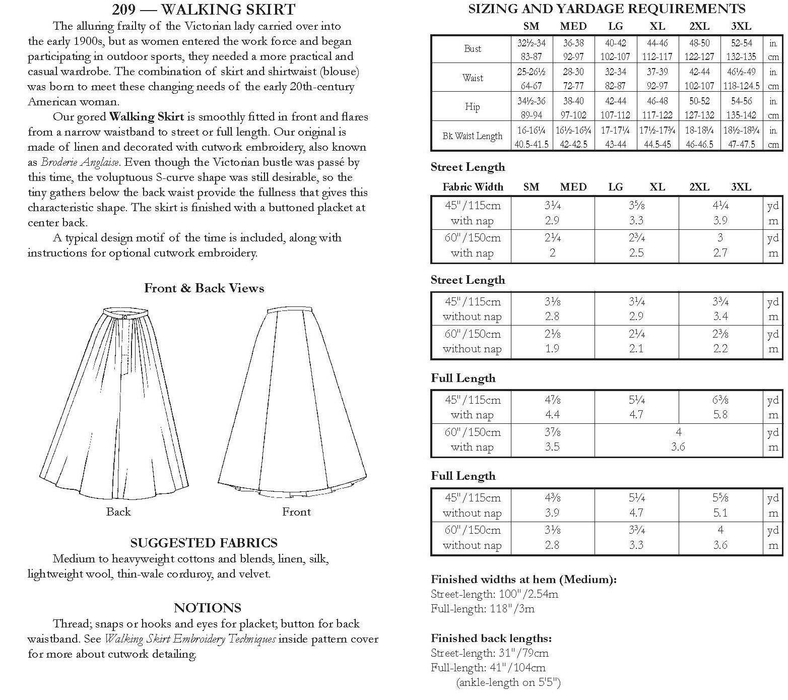 Folkwear - Wholesale Skirt - Women's - 209 Walking Skirt - Sewing Pattern10