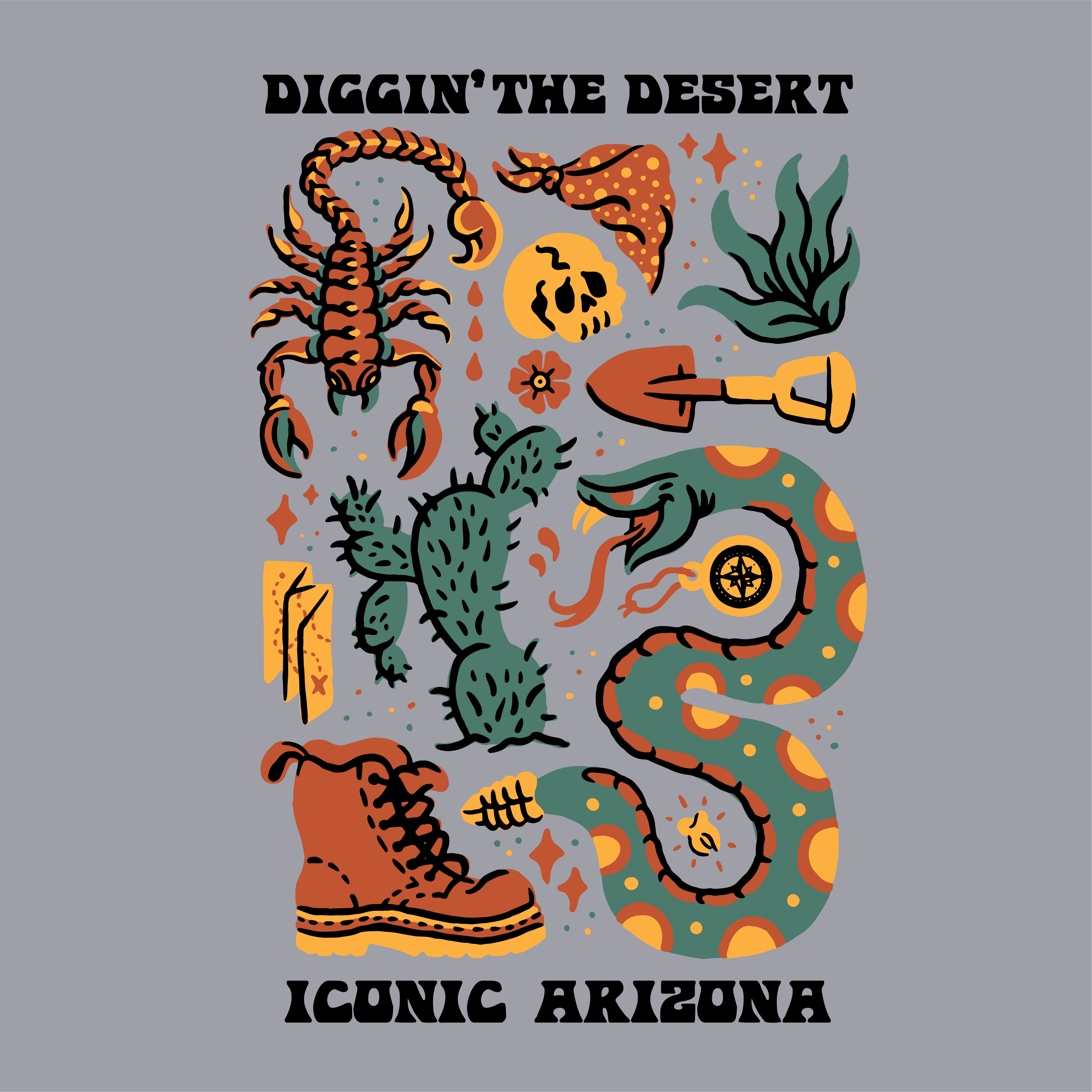 Iconic Arizona - Wholesale Screen Printed T-Shirt - Unisex - Diggin the Desert Unisex Tee3