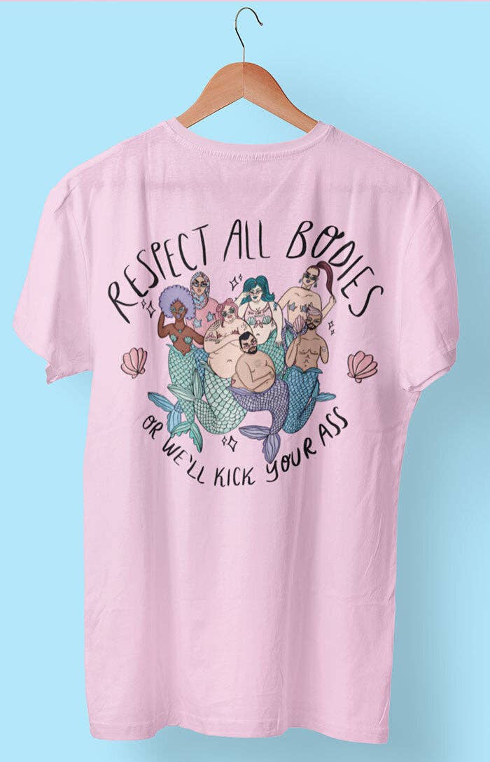 Chiaralascura – wholesale T-shirts med screentryck – Dam – Unisex t-shirt i ekologisk bomull med Body Positive sjöjungfruar6