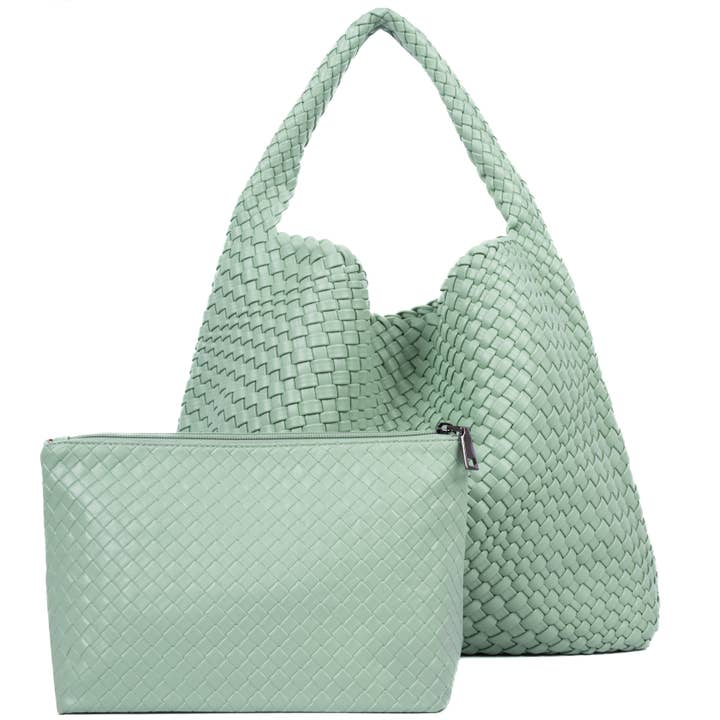 PEACH ACCESSORIES - Wholesale Top Handle Bag - Women's - Weave Two in One Handbags B1683