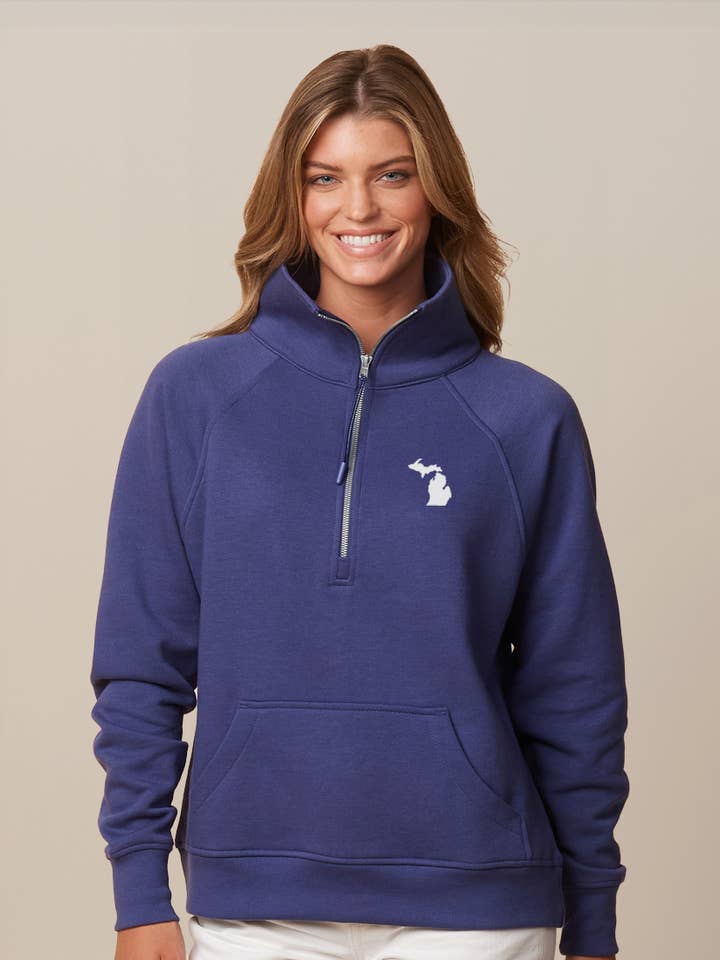 Michigan Awesome - Wholesale Sweatshirt - Women's - Women's Michigan Boxy Half Zip Fleece0