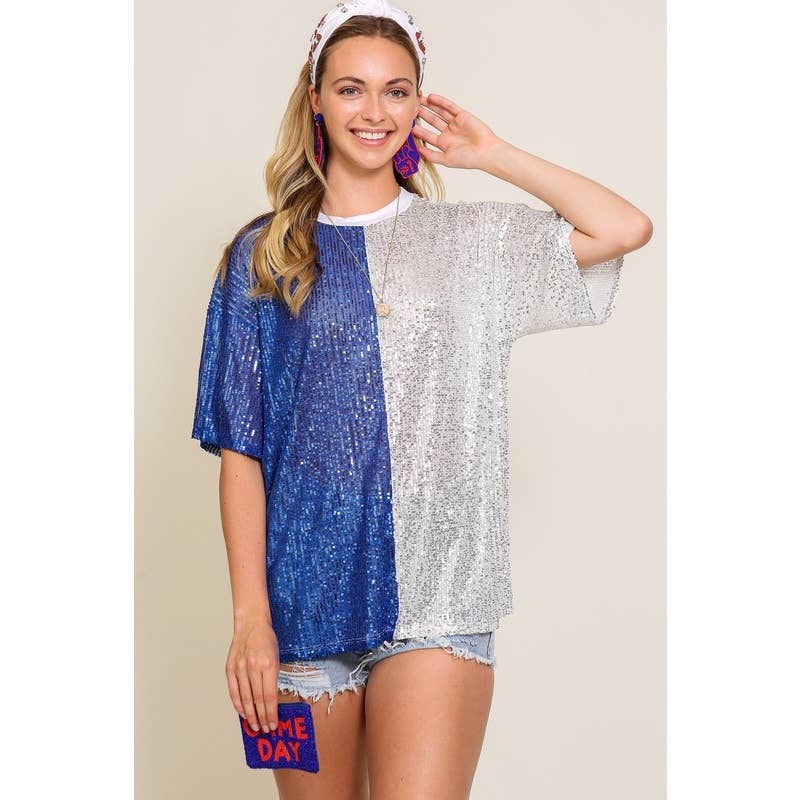 Paperdoll - Wholesale T-Shirt - Women's - Sequin round neck oversized stop3