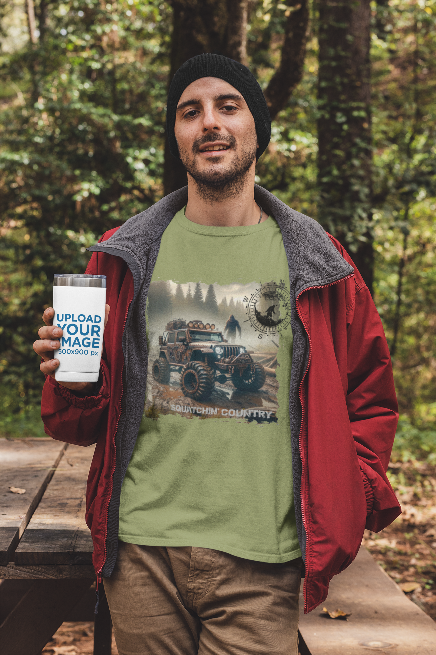 Squatchin’ Country - Wholesale T-Shirt (Graphic) - Men's - Rustic Bigfoot Jeepin Squatchin' Country t-shirt8