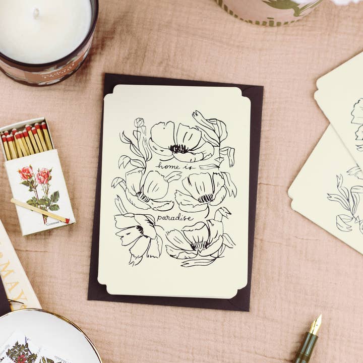 Home Is Paradise - New Home Floral Housewarming Card for wholesale by Annie Dornan Smith