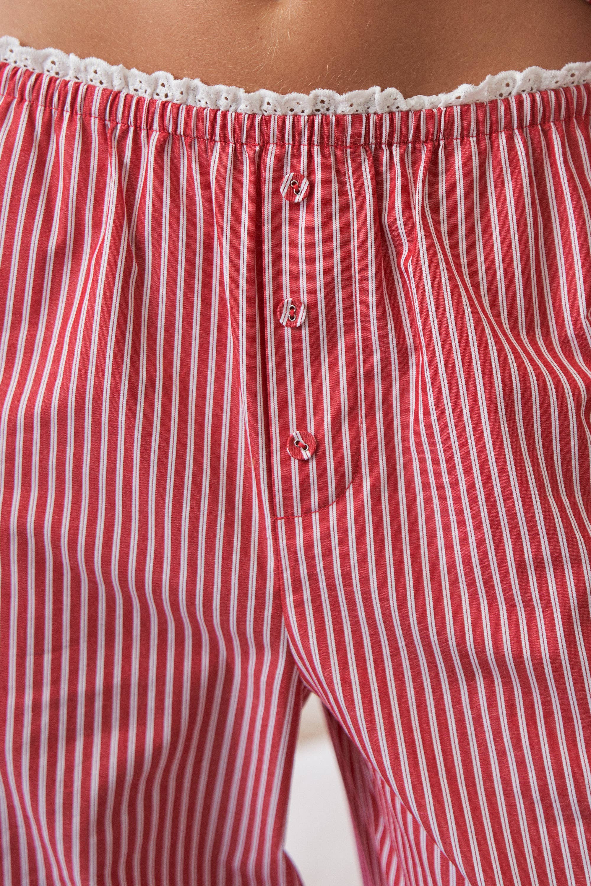 CANDESCENT - Wholesale Pants - Women's - Striped Wide Leg Lounge Pants with Lace Trim (Matching Set)0