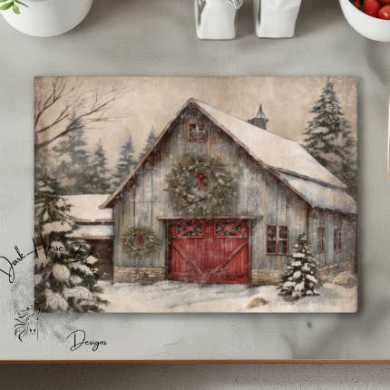 Cena de Quinta de Natal / Cavalo / Vaca / Tábua de Corte de Vidro por atacado de Dark Horse Dream Designs LLC