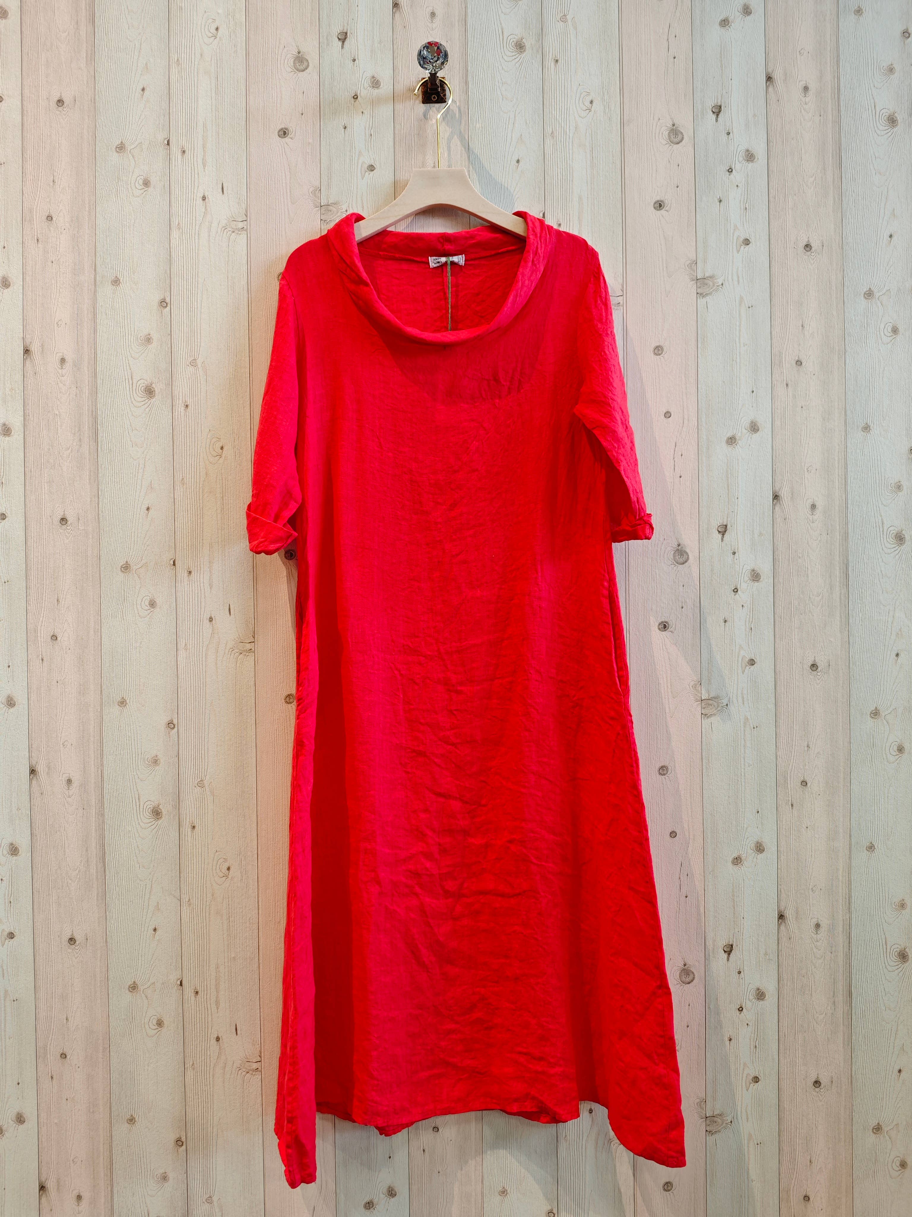 Linen & More – Vestido - Mulher por atacado – REF 25812 VESTIDO COMPRIDO DECOTE BARCO LINHO 100%1