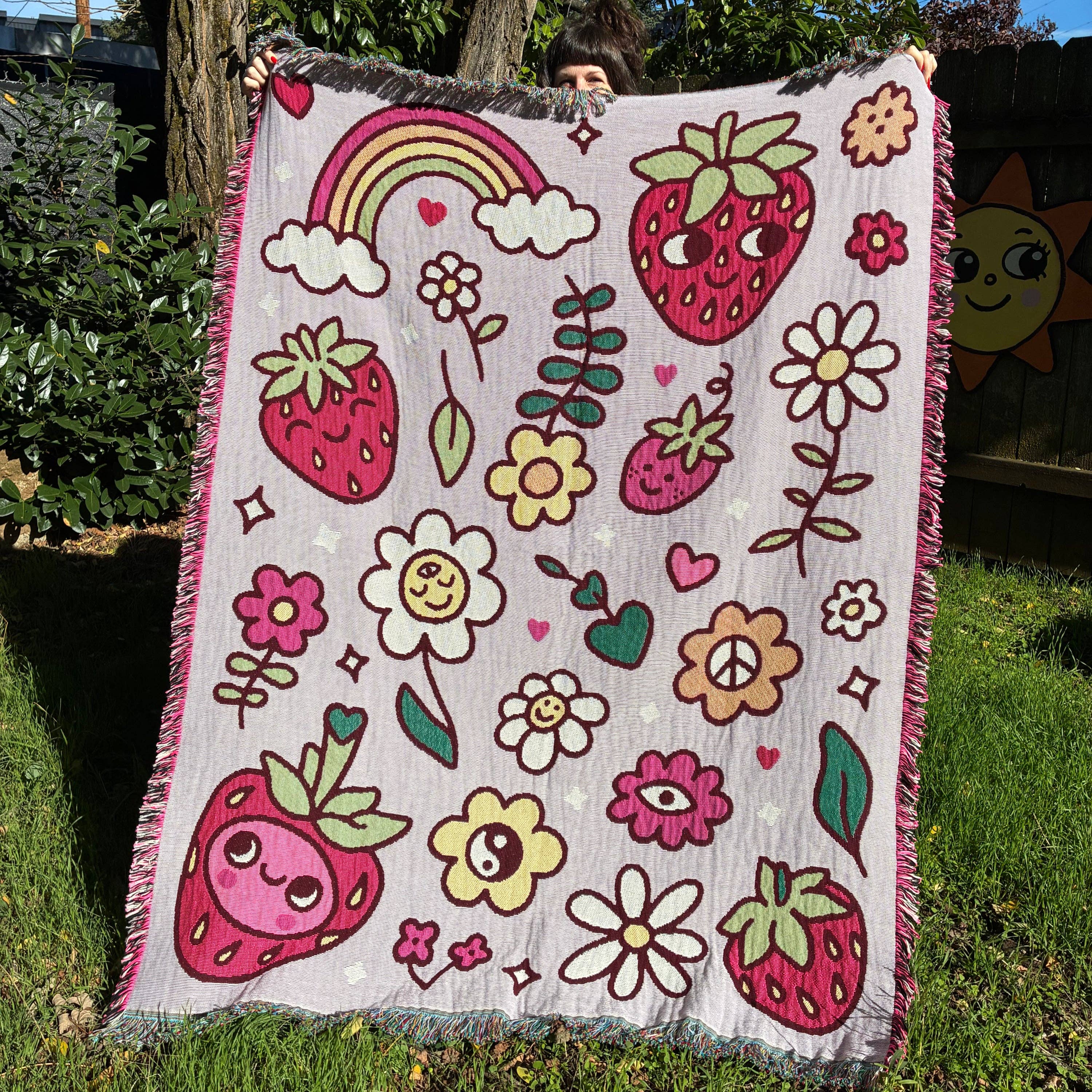 Wokeface - Wholesale Throw Blanket - Blanket - Strawbebby Strawberry Berry Rainbow Flower Cute1