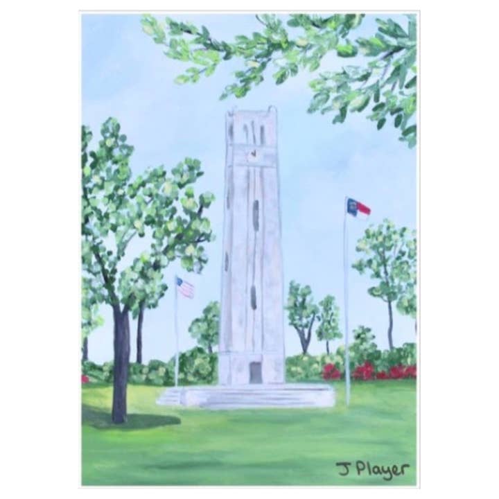 NC State Memorial Bell Tower Acrylic Block Art for wholesale by Jeanne Player Fine Art