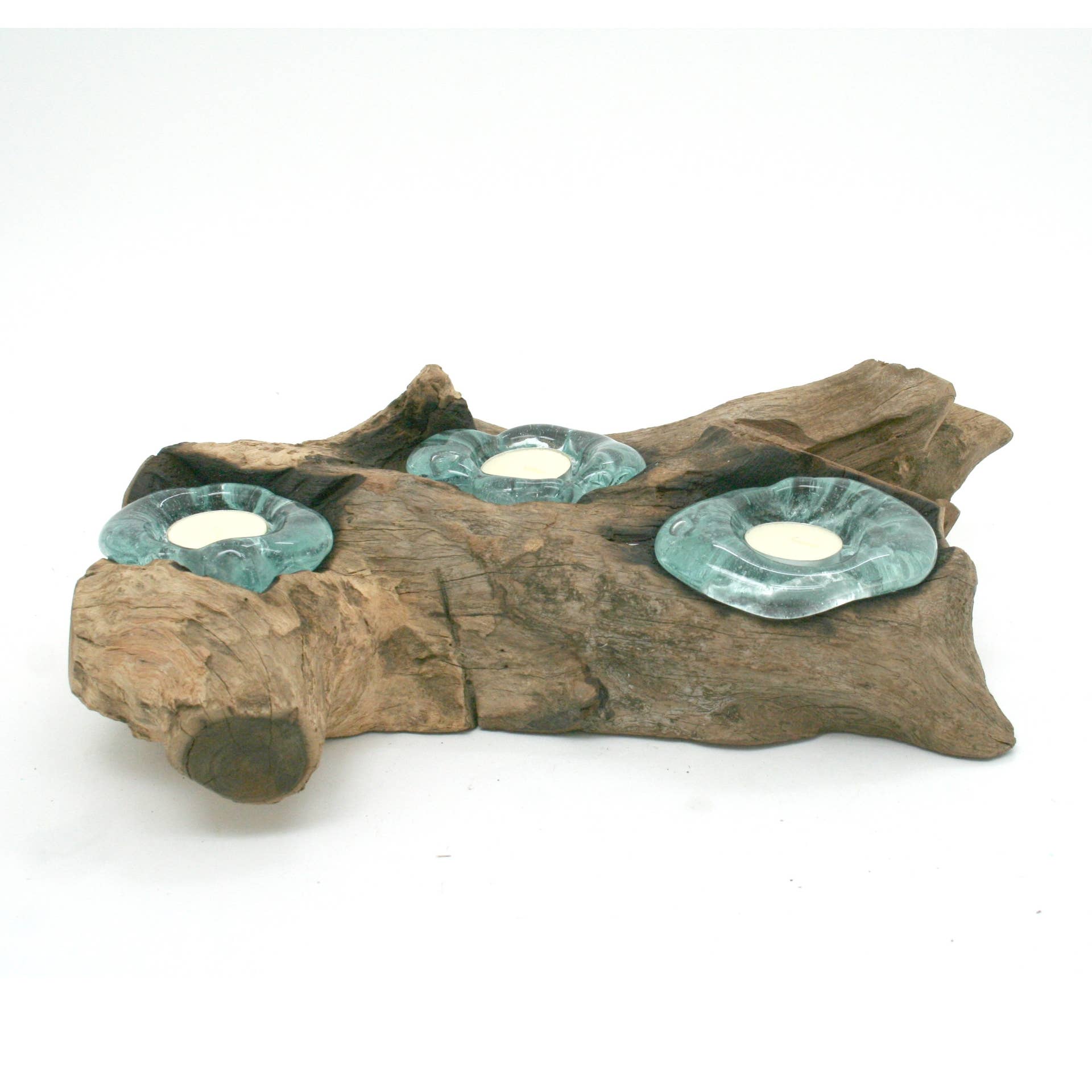 Housewares & Tabletops by Contrast Inc. - Wholesale Candle Holder - Driftwood Triple Candle Holder Blown Glass1